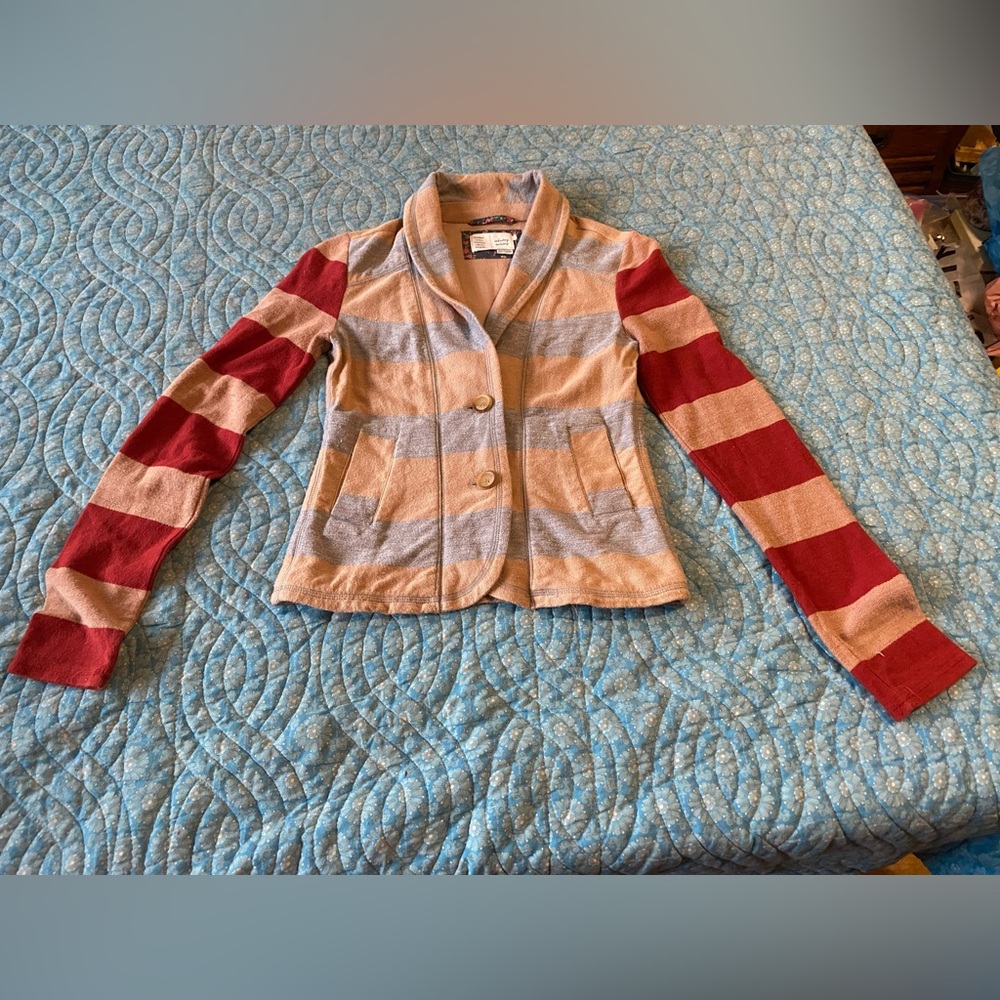 SALE 3/$30 Anthropologie Saturday Sunday jacket, stretch multi color striped,xs - Picture 2 of 8